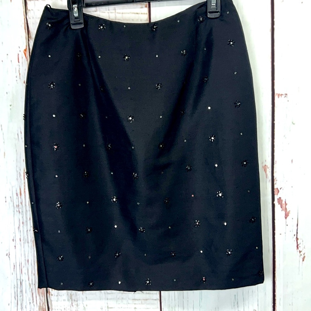 Chetta B. Silk Black Pencil Skirt